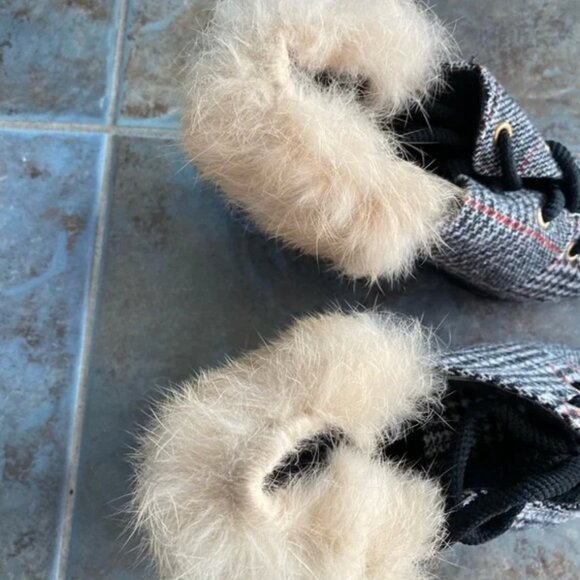 Plaid Sherpa Heel Loafers - Picture 3 of 5